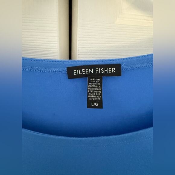 Eileen Fisher Stretch Jersey Asymmetrical-Hem Tunic Cobalt Blue Blouse Large - Picture 4 of 6